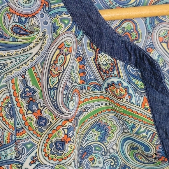 Liz Claiborne | Tall Colorful Paisley Print Long Sleeve Popover Blouse Size XLT - Picture 5 of 6